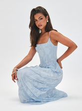 Angeleina Maxi Dress Blue Floral