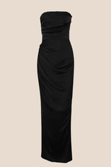 Strapless Sage Ruched Long Dress with Slit