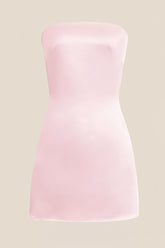 Strapless Pink Back Tie Short Dress