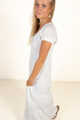 White Lace Up Milkmaid Maxi Dress
