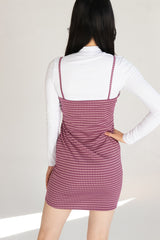 2 Piece Plaid Mini Dress With Long Sleeve Tee
