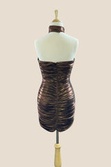 Strapless Purple Ruched Bodycon Short Dress