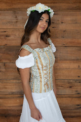 White Lace Up Milkmaid Maxi Dress