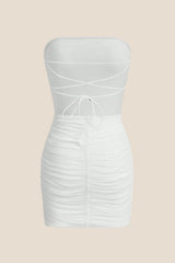 Strapless Red Bodycon Lace-up Short Dress