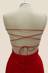 Strapless Red Bodycon Lace-up Short Dress